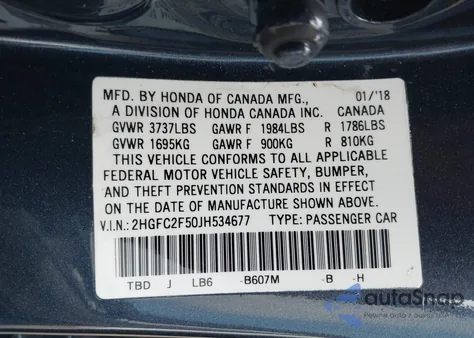 2018 Honda Civic Lx from USA, damaged, VIN 2HGFC2F50JH534677